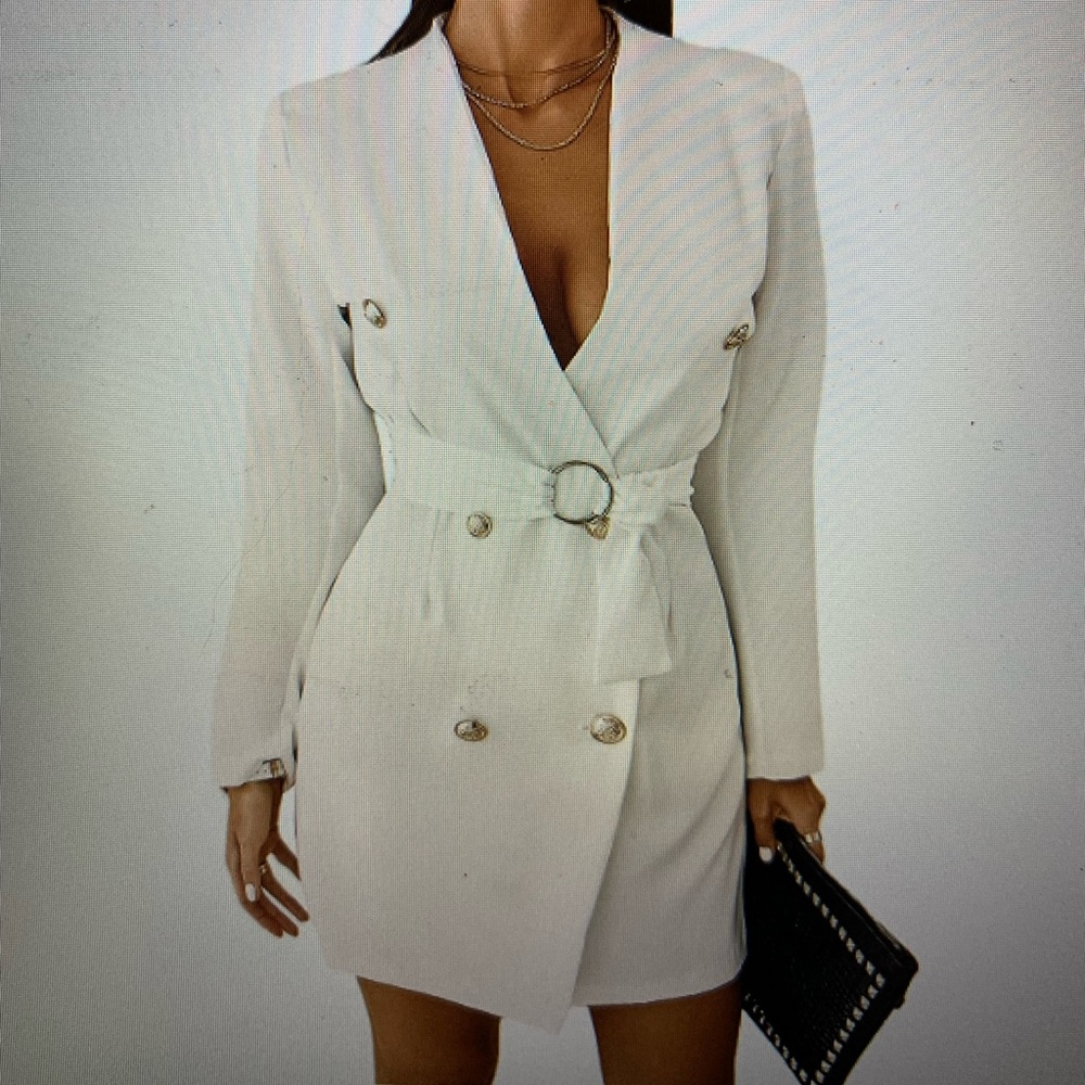Brand new, never worn white belted blazer dress size small still with tags